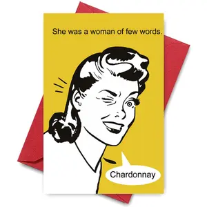 She Was A Woman Of Few Words Greeting Card with Envelopes, Vintage Style Birthday Card, Anniversary Card, Thank You Card, Small Business Supplies