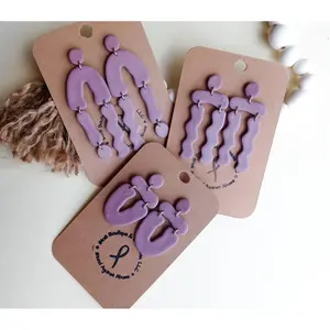 Abstract Polymer Clay Earring Collection, Unique Dangle Clay Earrings, Pale Mauve Clay Earrings