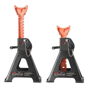 VEVOR Jack Stands, 3 Ton (6,600 lbs) Capacity, 10.8-16.3 in Adjustable Height, Heavy Duty Steel Jack Auto Stands with Double Locking, for Lifting SUV, Pickup, Car, UTV/ATV, 1 Pair, Black and Orange