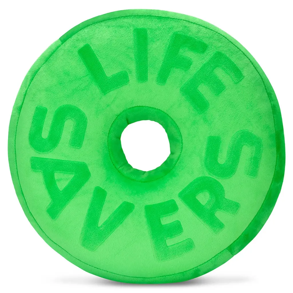 iscream Life Savers Candy Shaped Embossed Fleece Pillow-Green Watermelon 11.5"