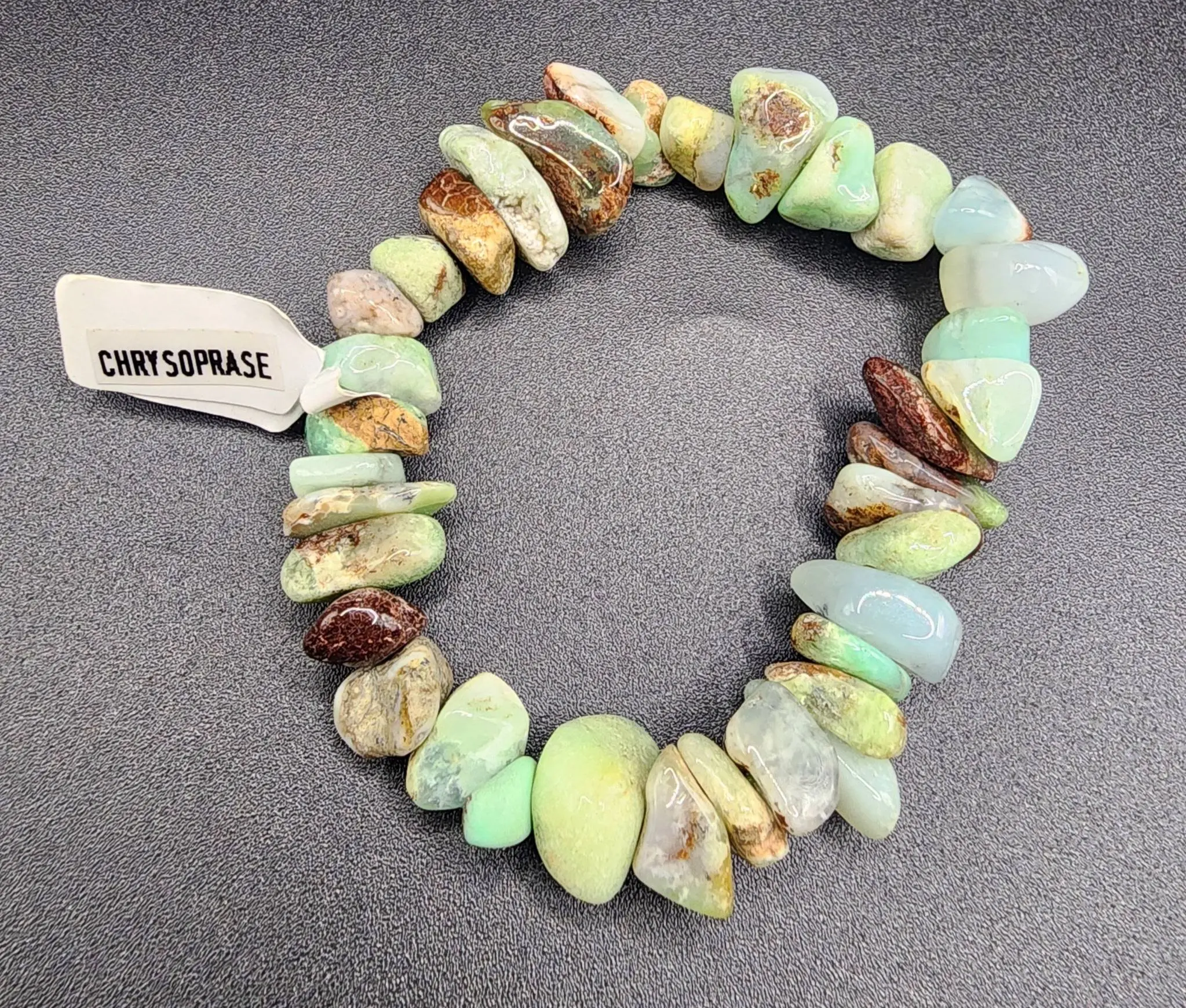 Natural Chrysoprase Chip Beads Stretch Band Bracelet - Unisex, Varied Hues, Adult-Focused, Heart Healing, Joy, Renewal, Emotional Balance, Choking Hazard Small Parts
