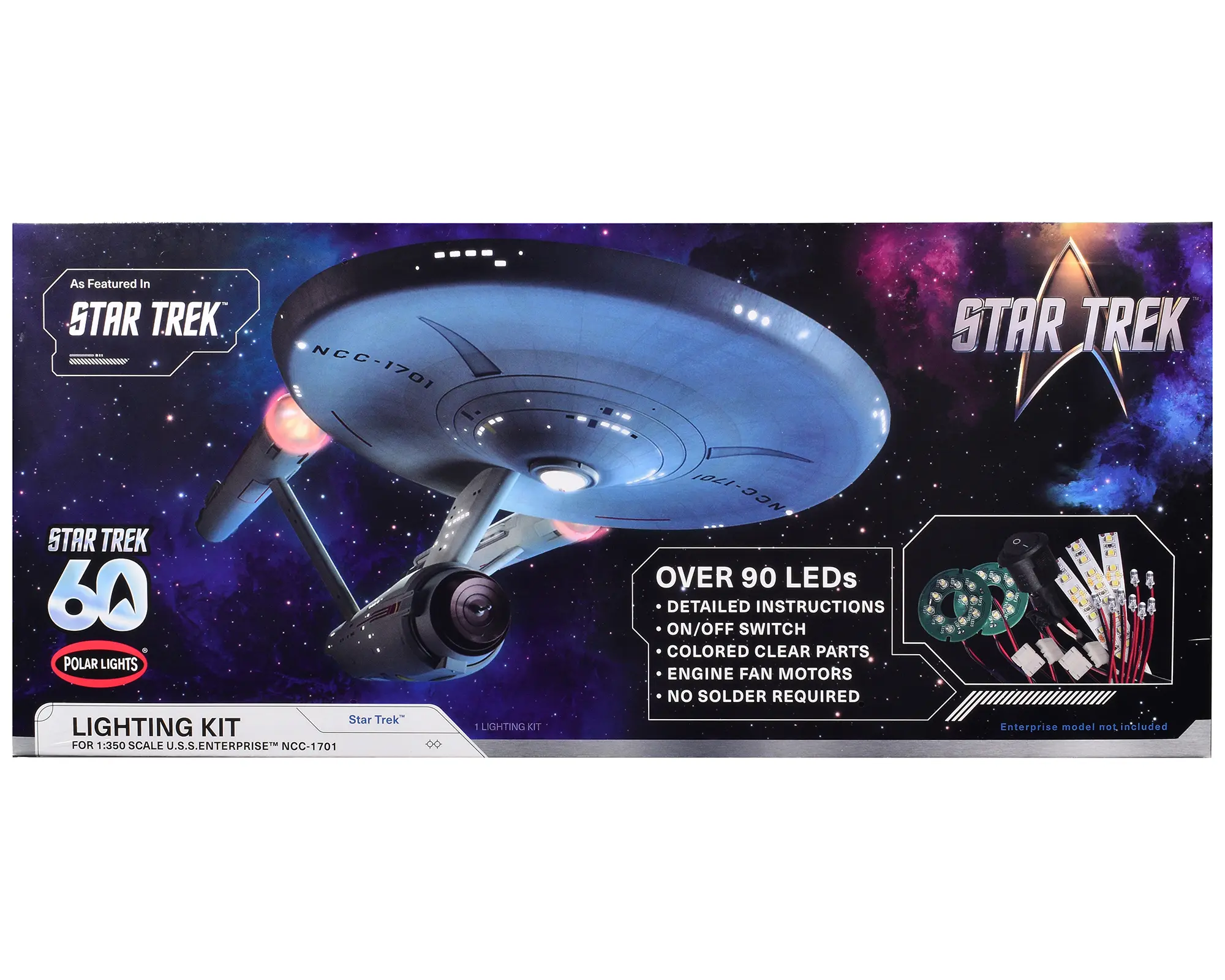 Skill 2 Model Kit Star Trek The Original Series USS Enterprise 60th Anniversary Lighting Set for 1/350 Scale Model Polar Lights