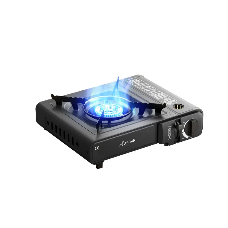 AORAN Portable Butane Camping Stove with Case and Frying Pan, Windproof Design for Outdoor Cooking & Tailgating Precise Heat Control Compact & Durable