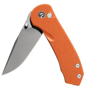 PCOU Pocket Folding Knife, 2.85" D2 Steel Blade with Gray Titanium Coating, G10 Handle EDC Utility Knife with Deep Carry Pocket Clip for Camping Hiking Hunting Outdoor