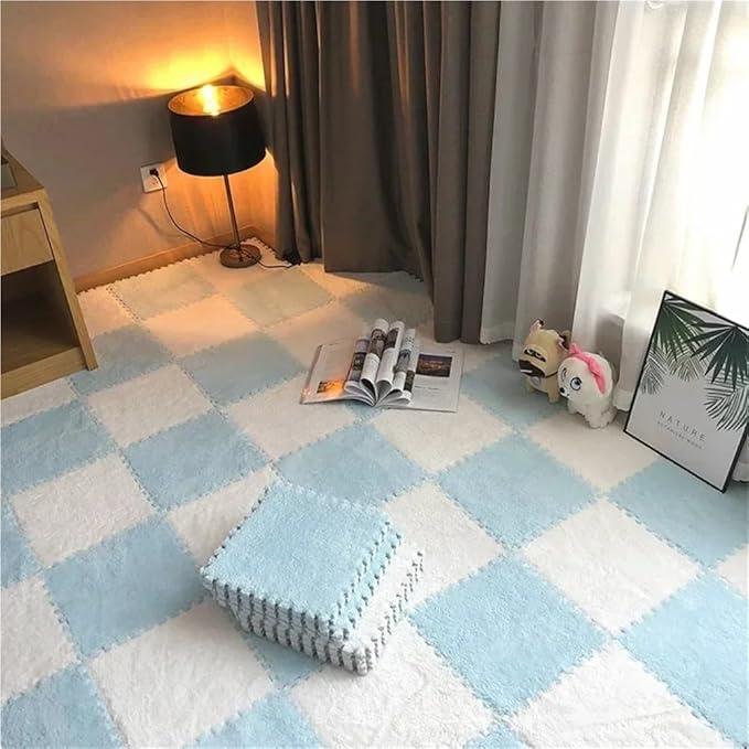 Children's Soft Plush Shaggy Carpet Tiles Interlocking Foam Floor Mats Squares for DIY Installation Ideal for Indoor Activities