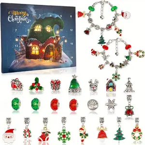 2026 Christmas Advent Calendar Bracelets 24 Days Countdown DIY Jewelry Making Kit with Festive Beads for Crafting Enthusiasts