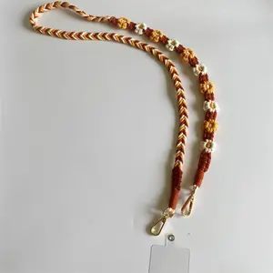 Color pure cotton core rope hand-woven flower crossbody mobile phone strap lanyard strap