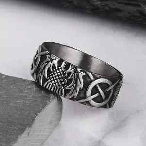 GTHIC Pineapple Pattern Band Ring Stainless Steel Fashion Jewelry for Men Women Daily Wear