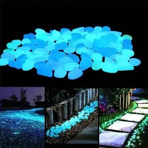 100pcs/bag, Glow-in-the-Dark Pebbles: Create A Magical Garden, Aquarium Decoration, Landscaping Or Wedding Decoration! (0.31*0.39inch)