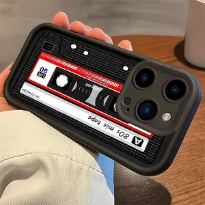 Durable Vintage Cassette Tape Pattern Phone Case for iPhone 11 12 13 14 15 16 17 Pro Max Plus Air & Samsung S21-S26 Ultra Plus | 80s Retro Mix Tape Design, Shockproof Protective Cover at Affordable Price