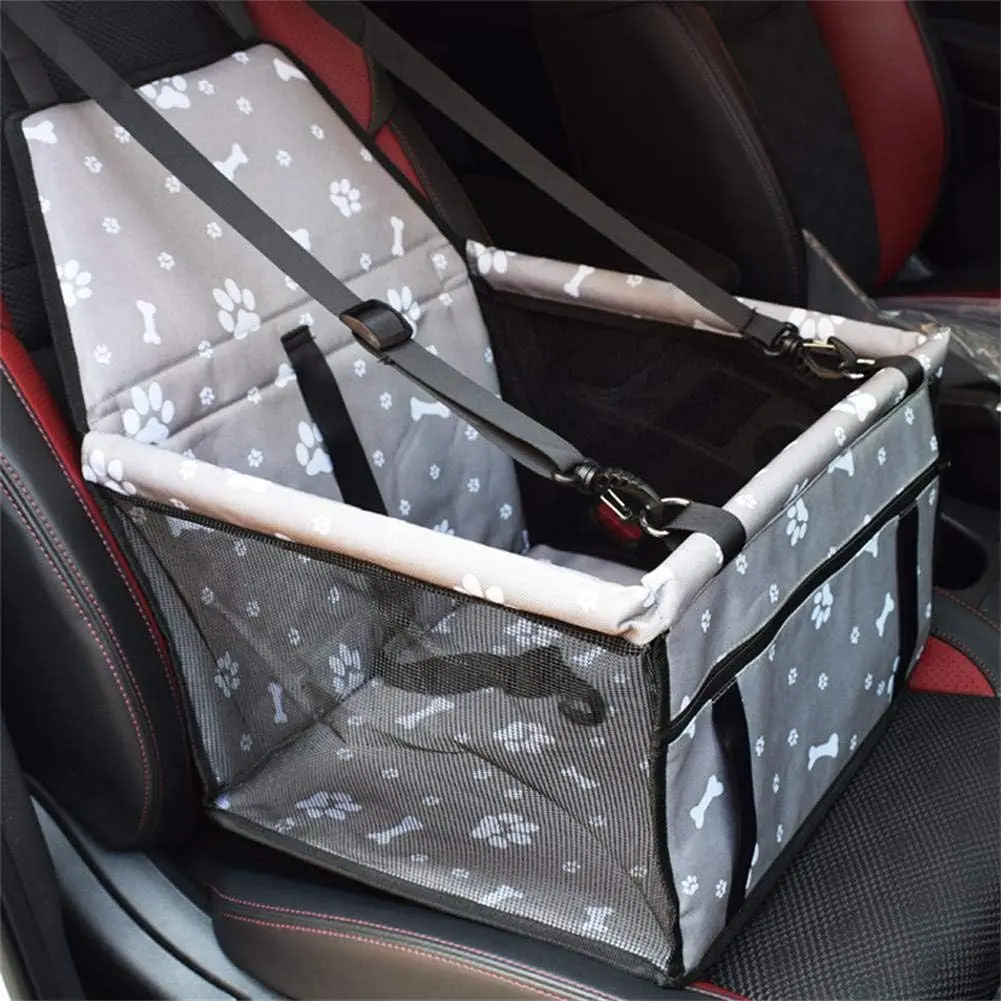 Pet Car Safety Seat, Breathable Foldable Pet Car Basket, Puppy Carrier, Portable Dog Car Seat for Small Medium Pets, Polyester Material, Carrier