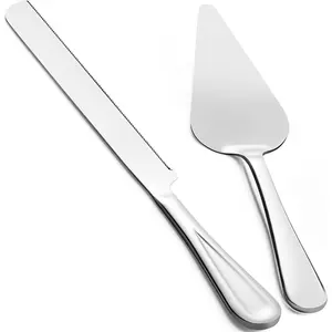 13-Inch Premium Silver Cake Cutting Set Exquisite Serrated Cake Knife and Server Set Ideal for Wedding Pastries Pies and Desserts