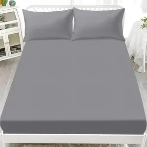 3pcs Bedding Set with Fitted Sheet & Pillowcases, Pure Color Printed Design, No Fillers Included, Modern Style Home Textiles, Bed Sheet Sets