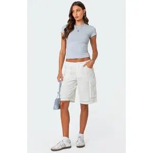 Edikted Women's Eyelet Cargo Bermuda Shorts