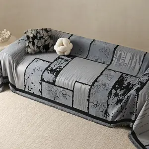 Boho Style Chenille Sofa Cover, Washable Sofa Slipcover with Tassel Decor, Sofa Protector for Home Living Room Bedroom Hotel Dormitory, Soft Sofa Protector