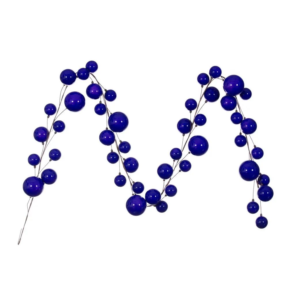 212 MAIN 10 ft Polystyrene Pearl Branch Ball Wire Garland, Purple Christmas Festive Decoration with Ornaments, Hook for Home, Party Supplies, Ball Garland
