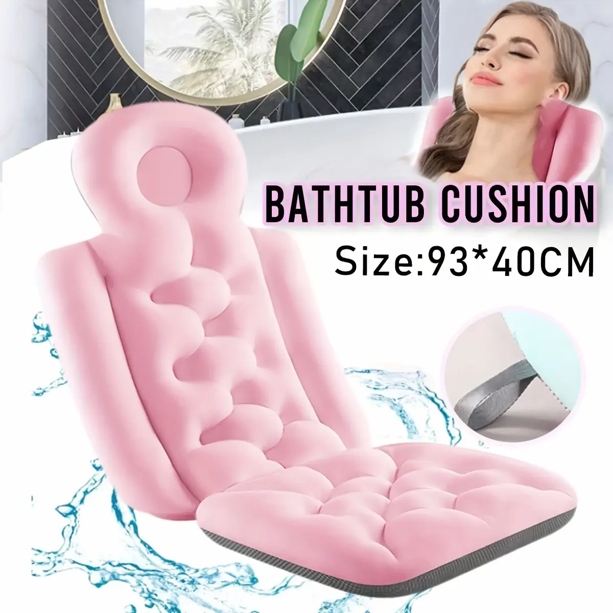 Luxury Bath Pillow - Bathtub Anti-slip Pillow, Spa Bath Pillow, Soft, Breathable, And Ergonomic Cushion for Home Or Hotel Use, for Neck And Back Support, Contoured Headrest And Arm Support, Bathroom Accessories, Bathtub/Bathroom Accessories