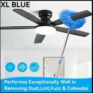 Microfiber Cleaning Car Wash Brush - Extendable Up to 12 Feet, Blue, Long Handle, Dustproof, Reusable, Machine Washable, Easy to Clean Car Wash