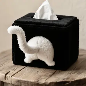 Cute Cat Butt Tissue Box Cover, Funny Cat Tail Tissue Holder, Kawaii Cat Decor, Creative Home Storage Box, Aesthetic Desk Decor, Living Room Bedroom Bathroom Tissue Holder, Soft Plush Cat Organizer, Viral TikTok Cat Home Decor Gift, Cat Lover Gift Idea