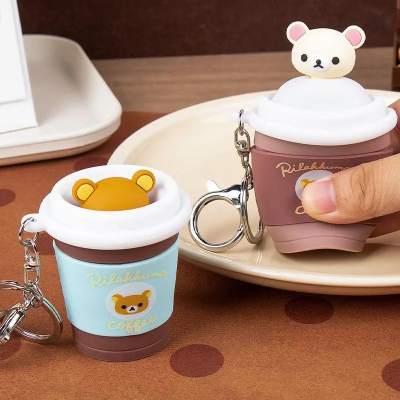 [Back to school] MINISO Rilakkuma Denim Series Q Elastic Denim Keychain Pendant, Soft Cute Bear Bag Charm Fashion Accessory