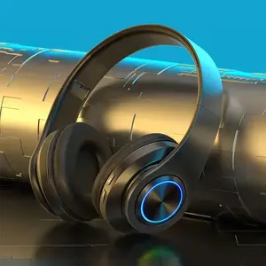 Wireless Headphones, Foldable Headphones with Colorful LED Light, Headphones with Microphone, FM, SD Card Slot, for School, Tablet, PC, TV, Phone