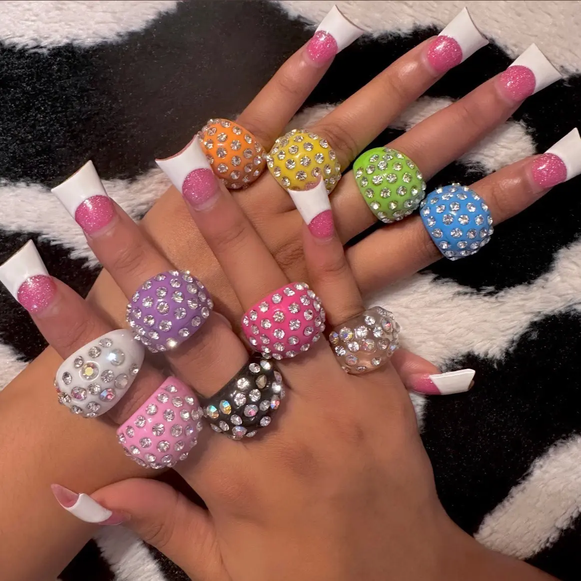 Y2K Rhinestone Dome Rings | mcbling jewelry | trashyy2k | Statement Rings | Jumbo Rings | Early 2000s Jewelry | Cute Jewelry