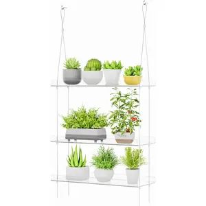 3-Tier Window  Shelves 15 inch,  Adjustable Hanging Floating Shelf, Window Sill Extender for Indoor Succulent ,  Greens, Seed Starter Pots,  Planters