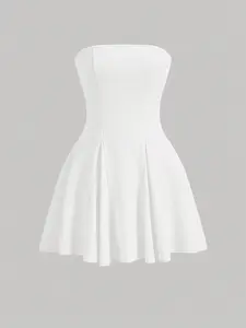 Women Elegant A-Line Mini Dress | Strapless Flared Summer Dress for Graduation, Date Night and Holiday Wear