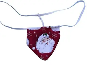 Mens CHRISTMAS SANTA CLAUS St Nick Stuffer Holiday Gstring Thong Male Underwear