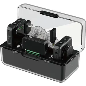 Dual Wireless Lavalier Microphone System With Charging Case And Sound Card Professional Noise Cancelling Kit For PC Mobile Live Streaming