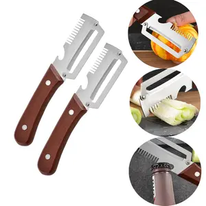 2-Piece Set Garlic Chopper, Vegetable Peeler, Bottle Opener, Sharp Stainless Steel Blade, Wooden Handle, Ergonomic Non-Slip Design