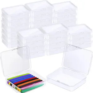 30 count Plastic Crayon Box Holds 24 Crayon With Hinged Lid, Clear Crayon Organizer Holder Case Crayon Storage Containers for Art Crafts School Classroom Supplies (30)