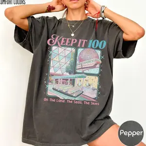 Epcot Inspired Keep It 100 Shirt, The Land The Seas The Skies Tee, WDW Family Vacation Gift I5C