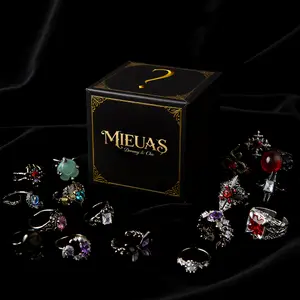 Mieuas Gothic Mystery adjustable Rings Box – Spooky Adjustable Rings Surprise Jar – Witchy Jewelry  – Perfect Halloween Gift for Daughter, Wife, Mom – Mystery Jewelry Bag real goth maker special version crowned budget bulk mourning of