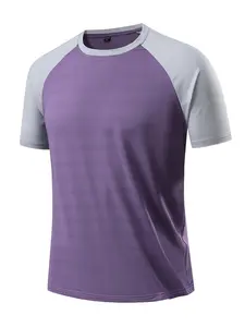 Men's Colorblock Short Sleeve Tee, Regular Fit Casual Activewear Breathable Quick Drying T-shirt for Summer, Men's Top for Gym Workout Running