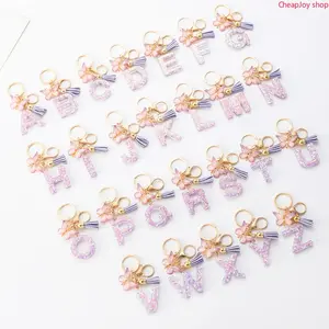 New Resin 26 Letters Keychain, Adorable butterfly tassel design, cute girly style bag charm, creative exquisite pendant accessory, trendy fashion ornament for daily bag decor and sweet gifts