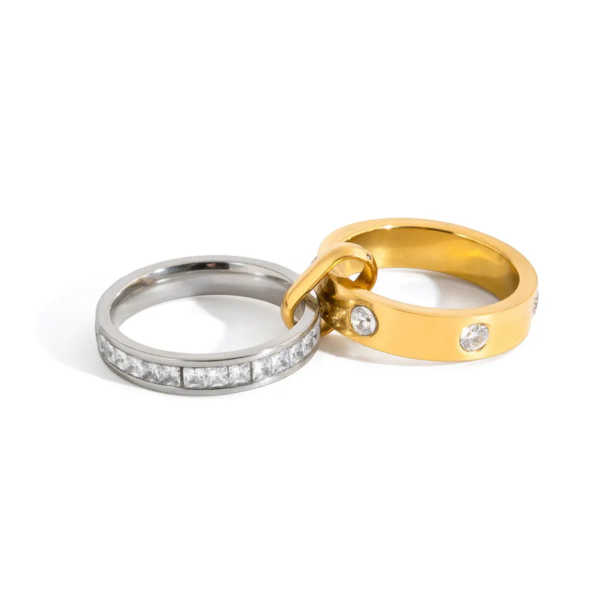 Double Mixed Metal Carabiner Ring Stack Water Resistant