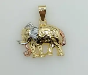Plated Tri-Color Elephant Pendant