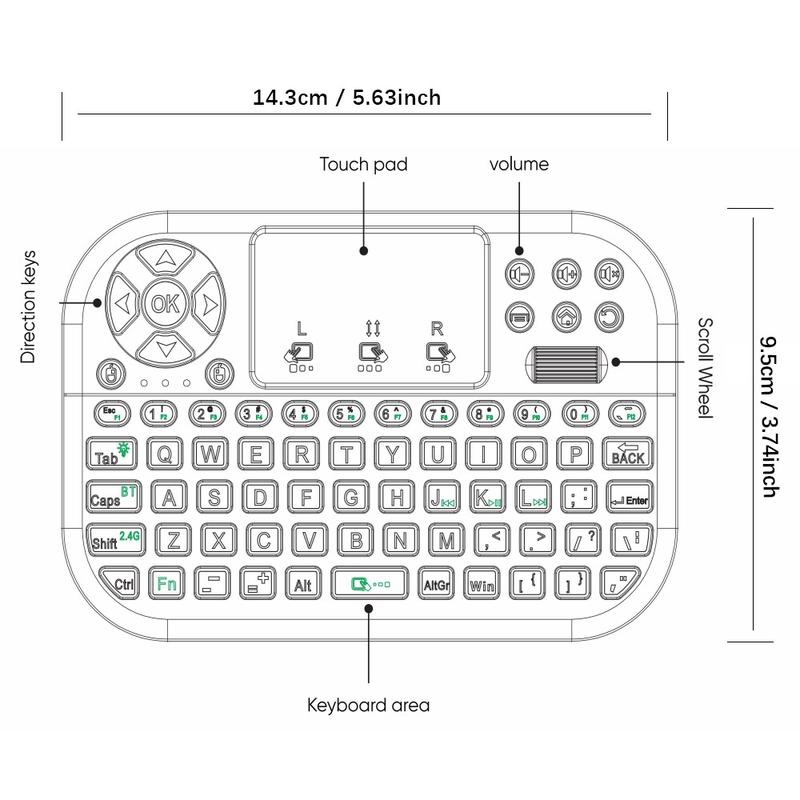 Mini Keyboard,Bluetooth & 2.4GHz Portable Wireless Keyboard with Touchpad Mouse,RGB Backlit,Rechargeable Battery for Android TV Box/Mac/PC/Nvidia Shield Air Mouse, Rechargeable Backlight Keyboard