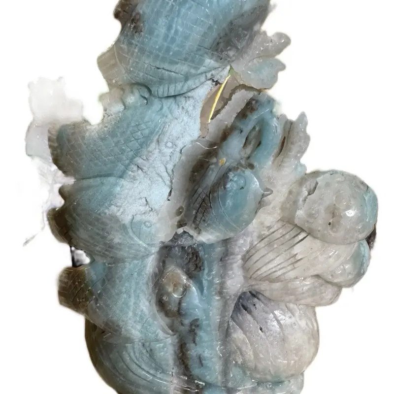 Caribbean Calcite School of Fish Carving for Home Office or Shop Decor Unique Artistic Design Blue and White Color Scheme Calming Energy Spiritual Connection Emotional Healing Creativity & Communication rock