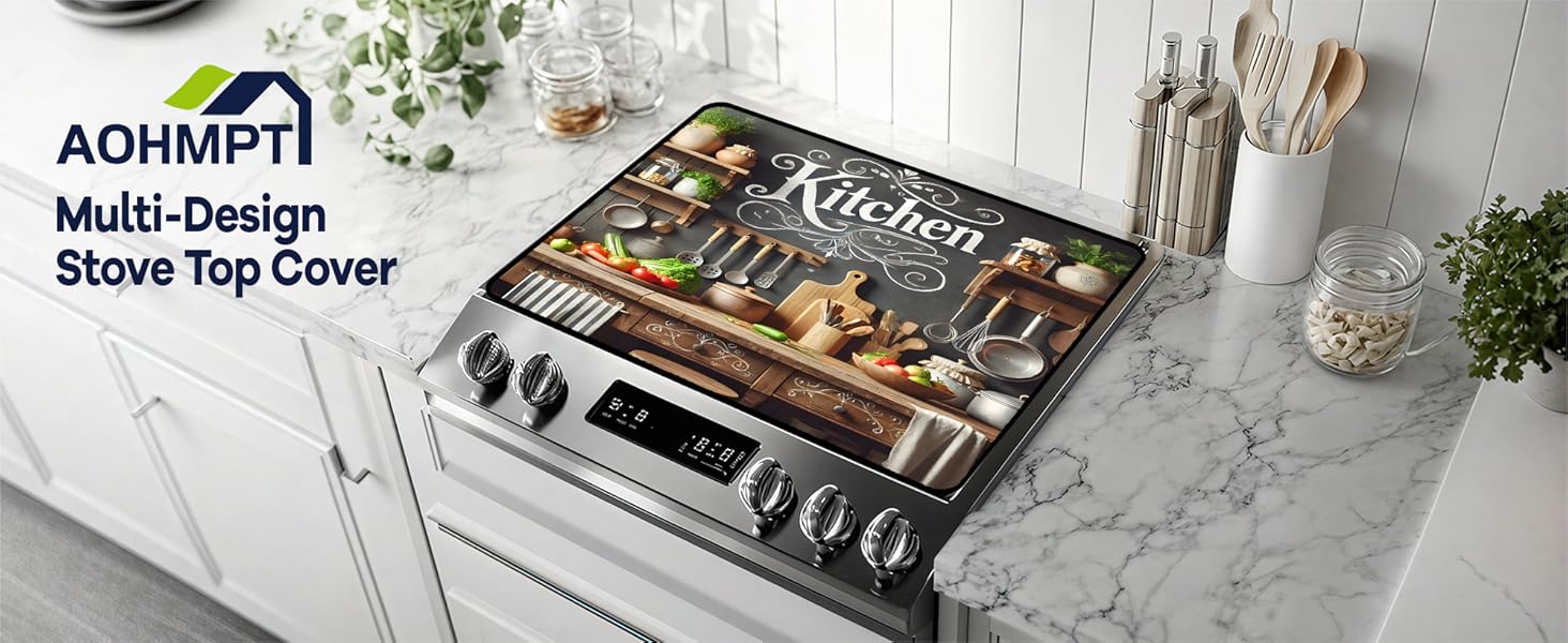 JOYFINITY Multi-Design Stove Top Cover for Glass/Electric Stoves - 3-in-1 Heat-Resistant Protector Mat, Non-Slip Drying Rack