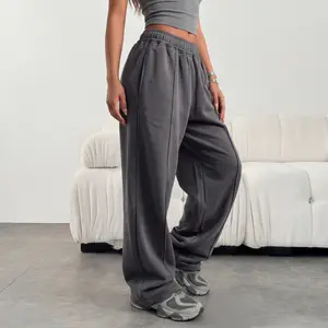 Women’s Oversized Wide Leg Sweatpants High Waisted Baggy Lounge Pants Casual Loose Fit Athletic Joggers Soft Streetwear Trousers Y2K Comfy Sweatpants with Pockets for Gym Travel Daily Wear Trendy Relaxed Activewear Outfit Grey Style