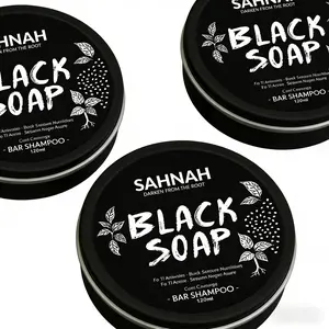 (3 pcs per treatment) SAHNAH Black Hair Soap with Butanediol Nourishing Moisturizing Brightening Repair Cleansing Bar Shampoo for Grey Coverage Haircare Comfort