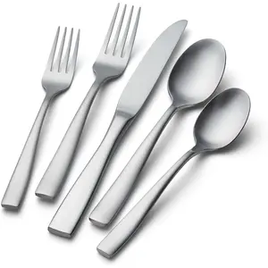 HIKAA 40PCS Extra Thickness Satin Loft Heavy Duty Silverware Set Stainless Steel Flatware Set, Service for 8, Matte Satin Polished Cutlery Set, Dishwasher Safe