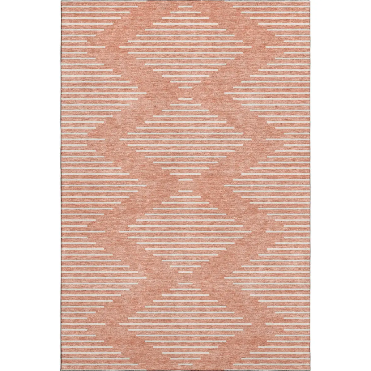 HomeRoots 679775 3x5 ft. Salmon & Ivory Geometric Transitional Area Rug - Kids-Safe, Machine-Washable, No-Slip, UV-Protected, Machine-Made Rectangle Rug, Kids-Safe Area Rugs, Machine-Washable Area Rugs
