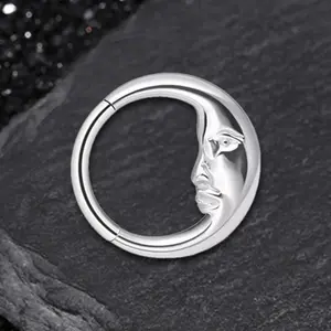 GTHIC Moon Face Stainless Steel Nose Ring Minimalism Piercing for Men Women Daily Wear