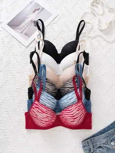 Women's Zebra‑Stripe Lace Underwire Bra Push‑Up Support Adjustable Straps Sexy Multi‑Color Daily Lingerie