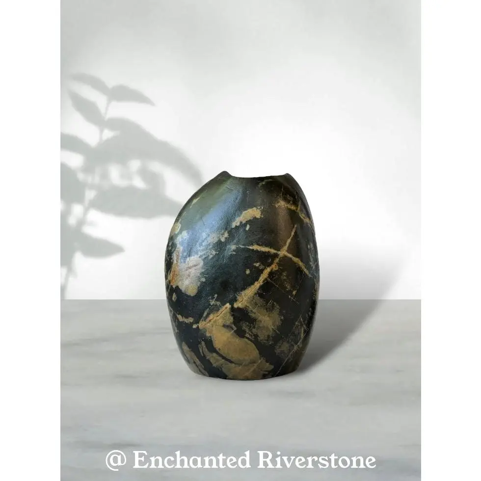 "Heavenly Clouds" - Handmade Natural Riverstone Vase
