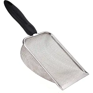 Durable Stainless Steel Cat Litter Scoop with Ergonomic Handle, Easy Clean Pet Waste Shovel for Precision Cleaning, Fast Overflow Prevention