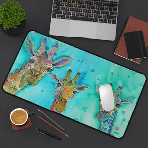 Giraffe Gossip Art Desk Mat — Colorful Jen Callahan Painting